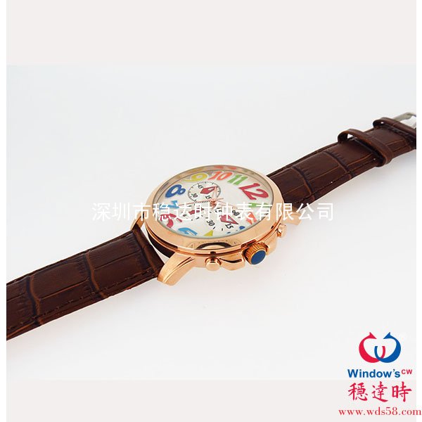 玫瑰金色時尚皮帶手表