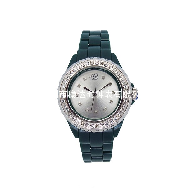 穩(wěn)達(dá)時綠色塑膠殼男士手表定做