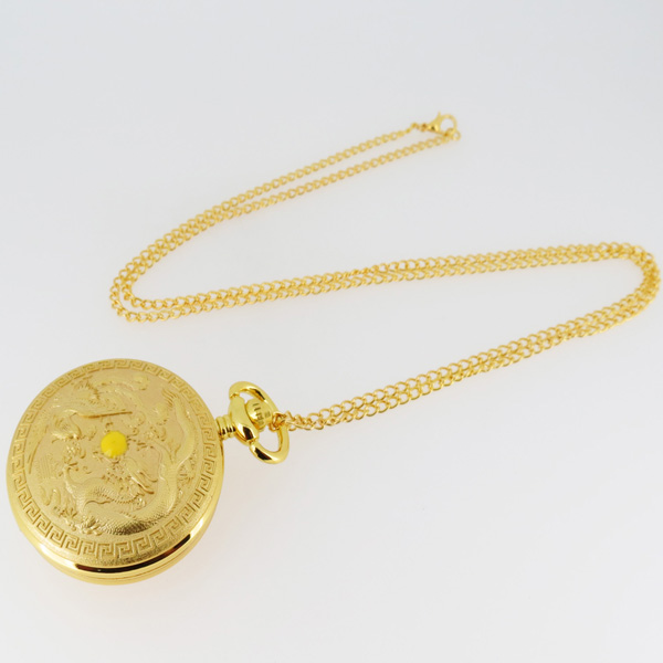 穩(wěn)達時金色龍鳳紀念圖騰懷表定制工廠