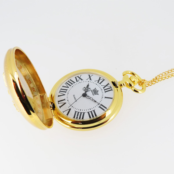 穩(wěn)達時金色龍鳳紀念圖騰懷表定制工廠