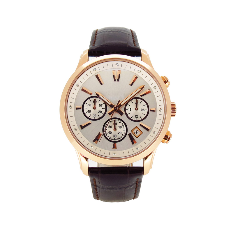 穩(wěn)達時不銹鋼真皮男士禮品手表定制廠家