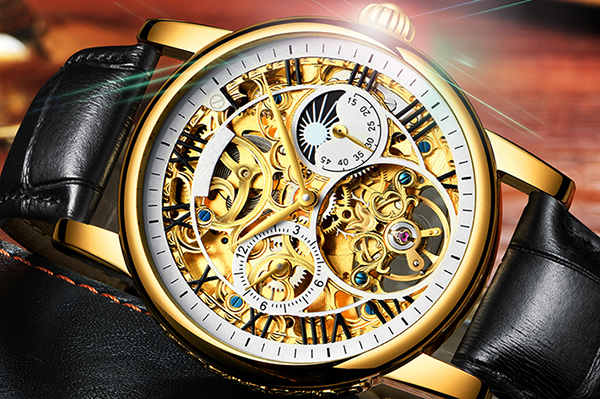 全自動(dòng)機(jī)械表雙面鏤空男表工廠直銷